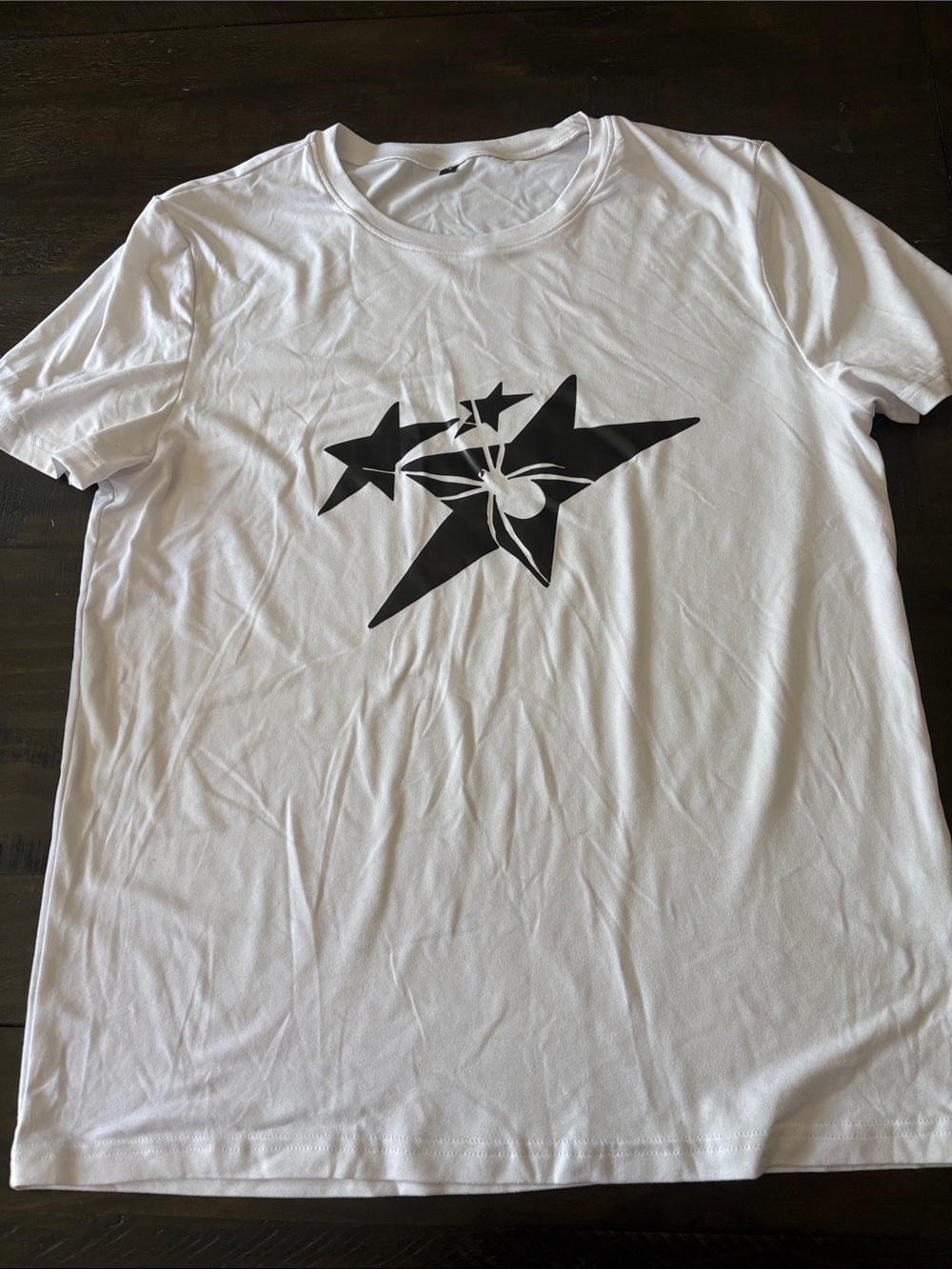 SHEIN White Tee with Black Star Graphic